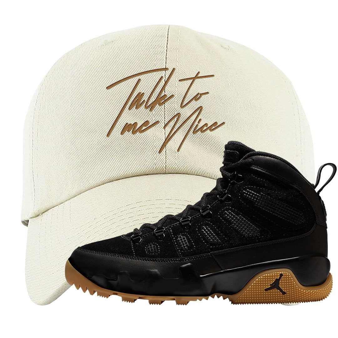 NRG Black Gum Boot 9s Dad Hat | Talk To Me Nice, White