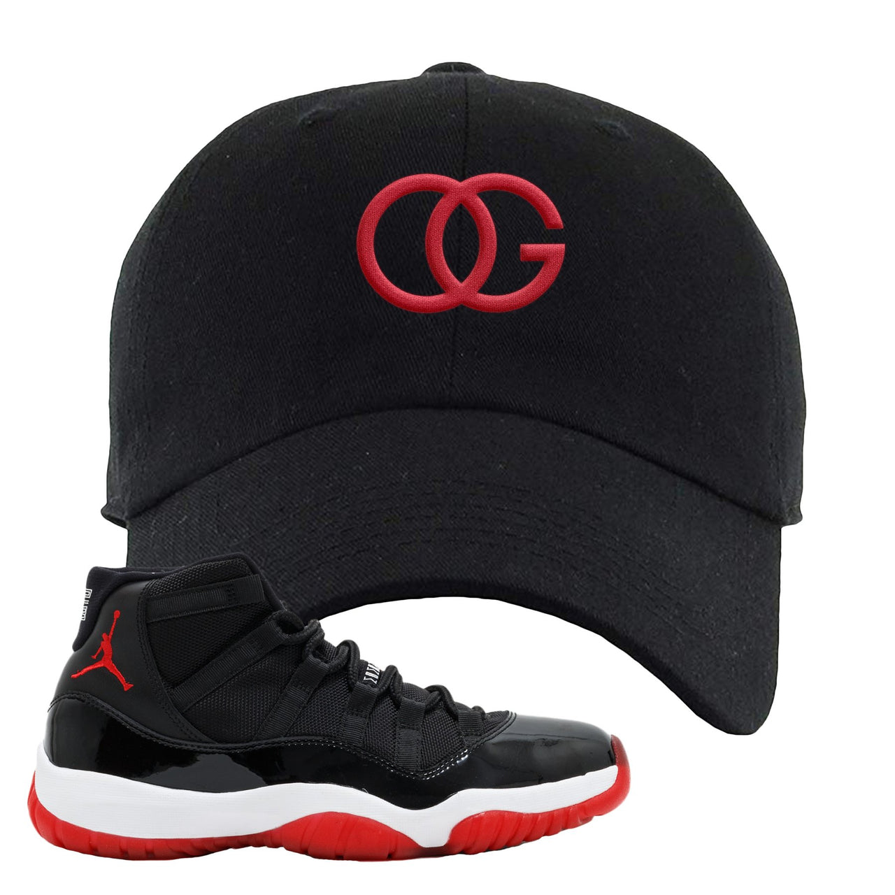 Jordan 11 Bred OG Black Sneaker Hook Up Dad Hat