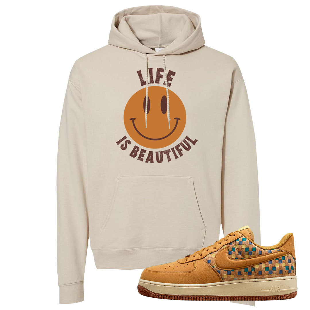 Woven Cork Low AF 1s Hoodie | Smile Life Is Beautiful, Natural