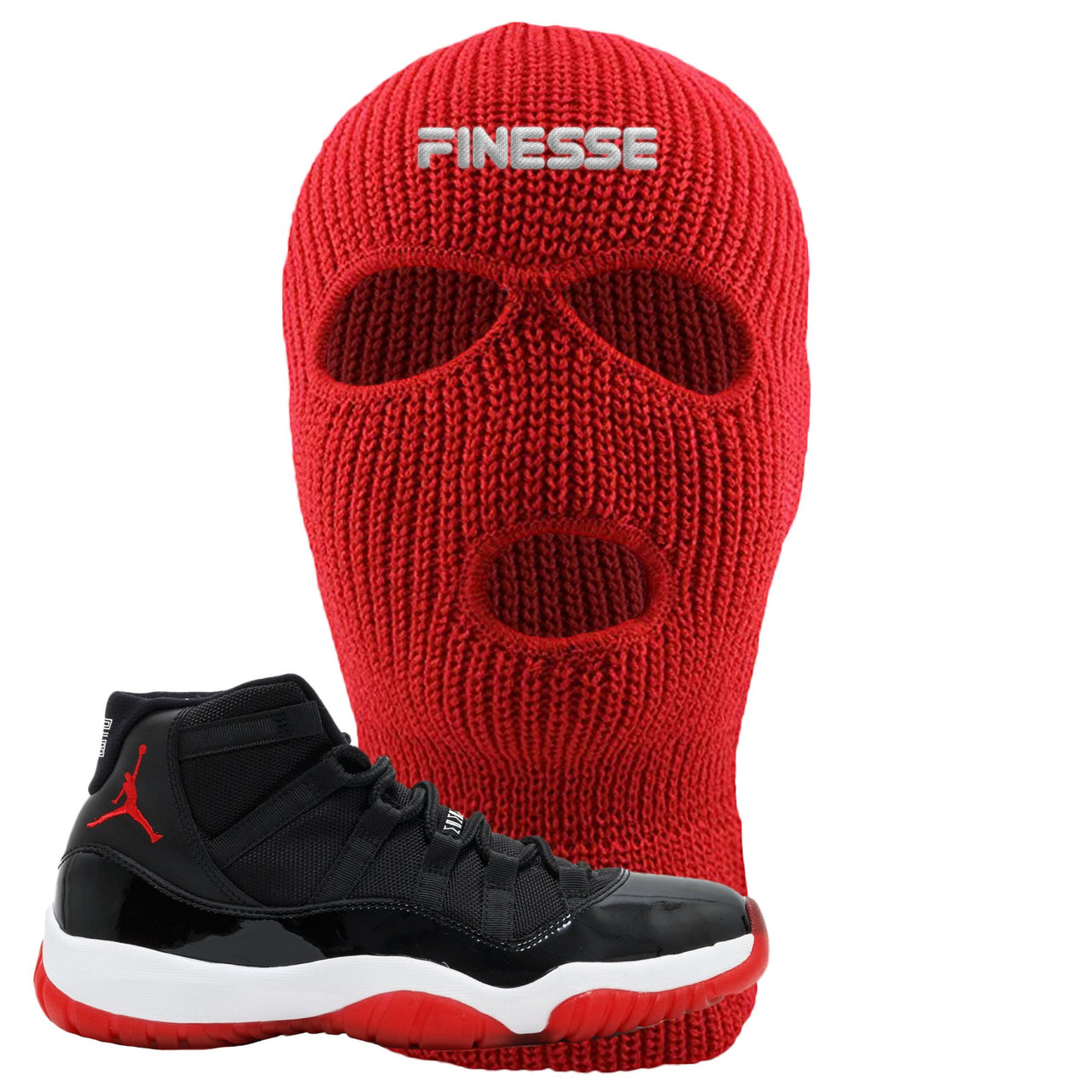 Jordan 11 Bred Finesse Red Sneaker Matching Ski Mask