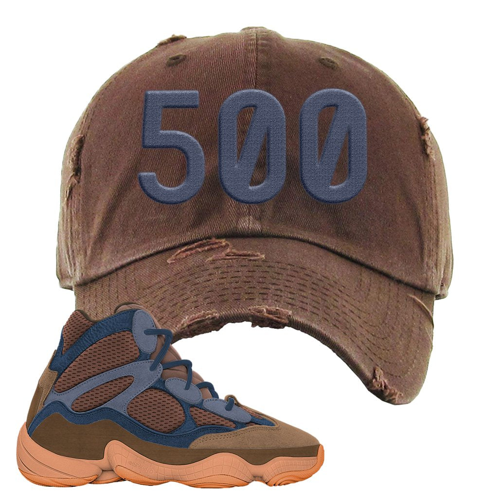 Yeezy 500 High Tactile Distressed Dad Hat | 500, Brown