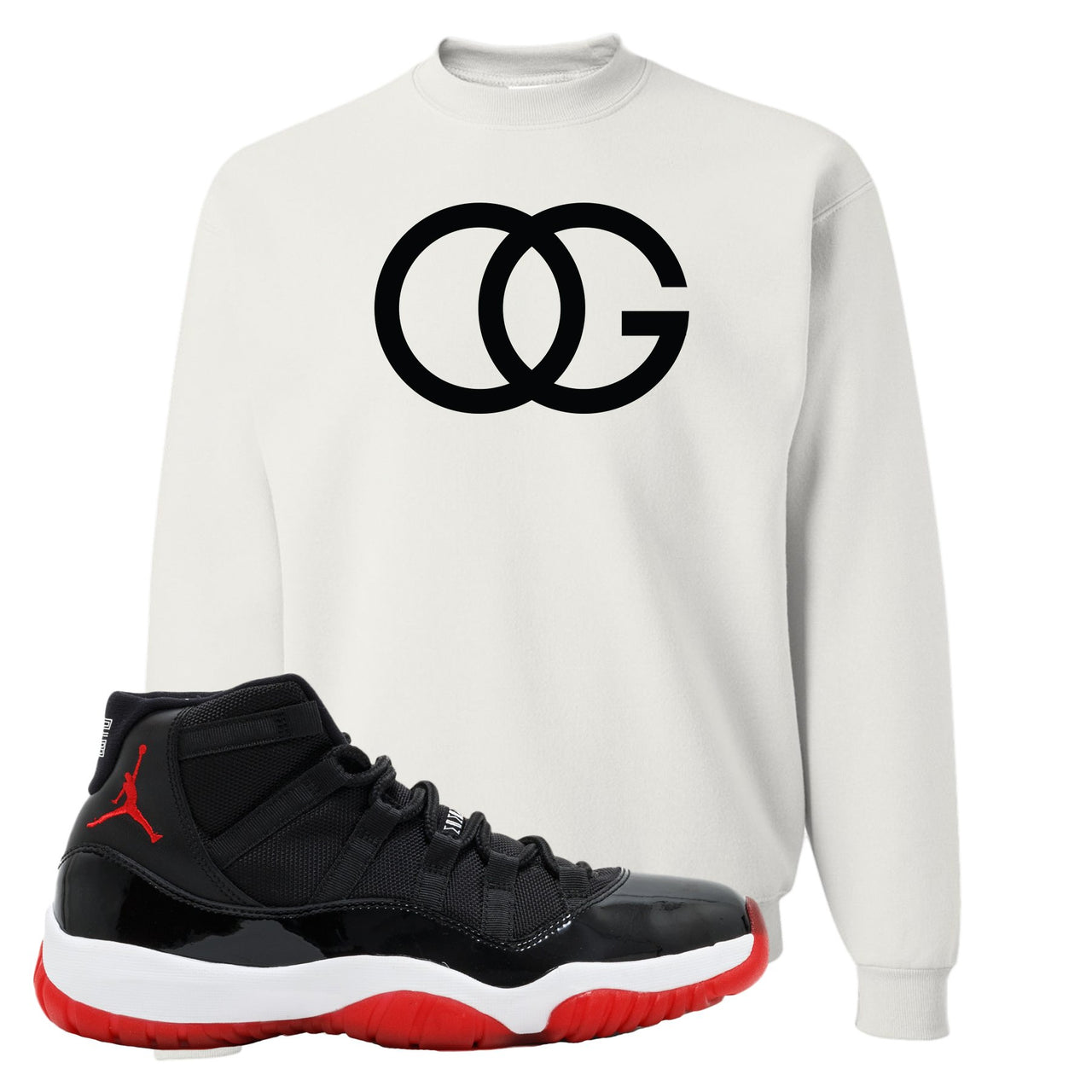 Jordan 11 Bred OG White Sneaker Hook Up Crewneck Sweatshirt