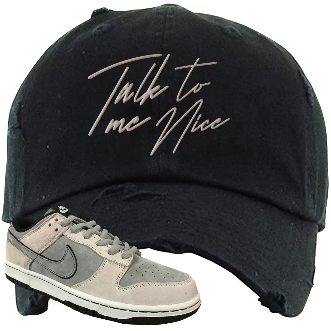 Rocky Earth Low Dunks Distressed Dad Hat | Talk To Me Nice, Black