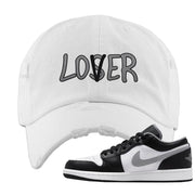 Air Jordan 1 Low Black Medium Grey Distressed Dad Hat | Lover, White