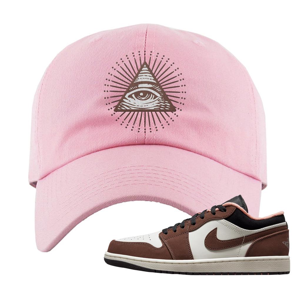 Mocha Low 1s Dad Hat | All Seeing Eye, Light Pink