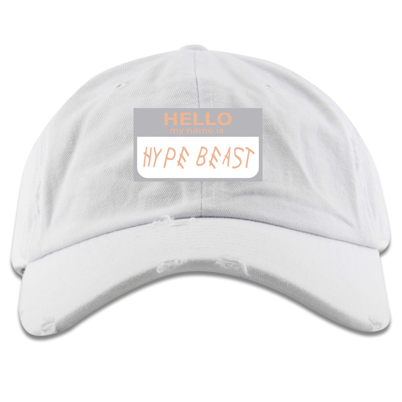 True Form v2 350s Distressed Dad Hat | Hello My Name Is Hype Beast Woe, White