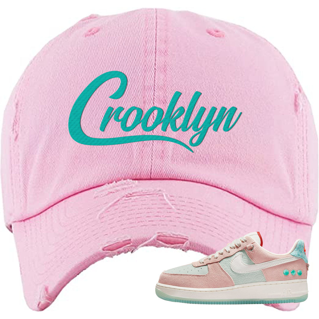 Shapeless AF 1s Distressed Dad Hat | Crooklyn, Light Pink