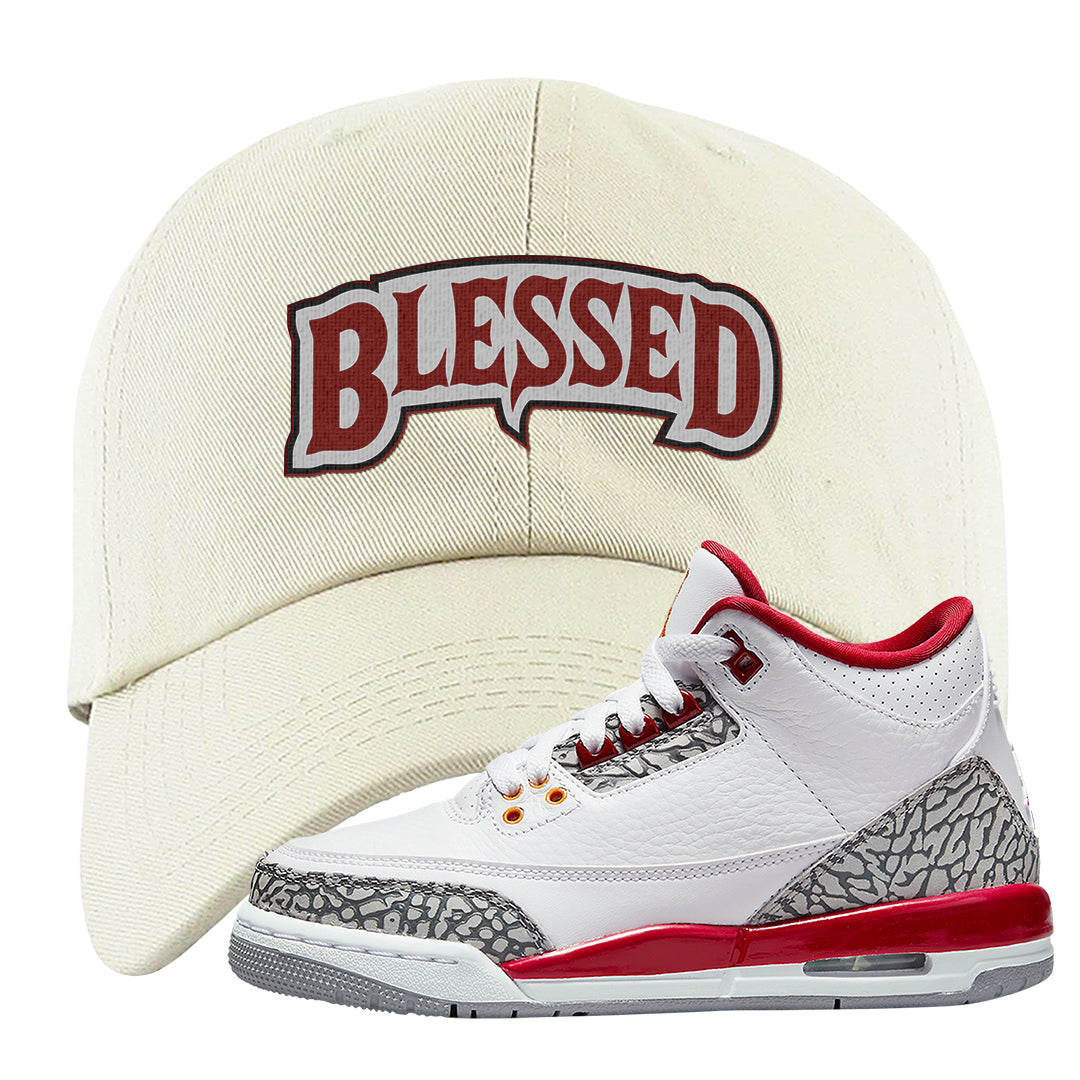 Cardinal Red 3s Dad Hat | Blessed Arch, White