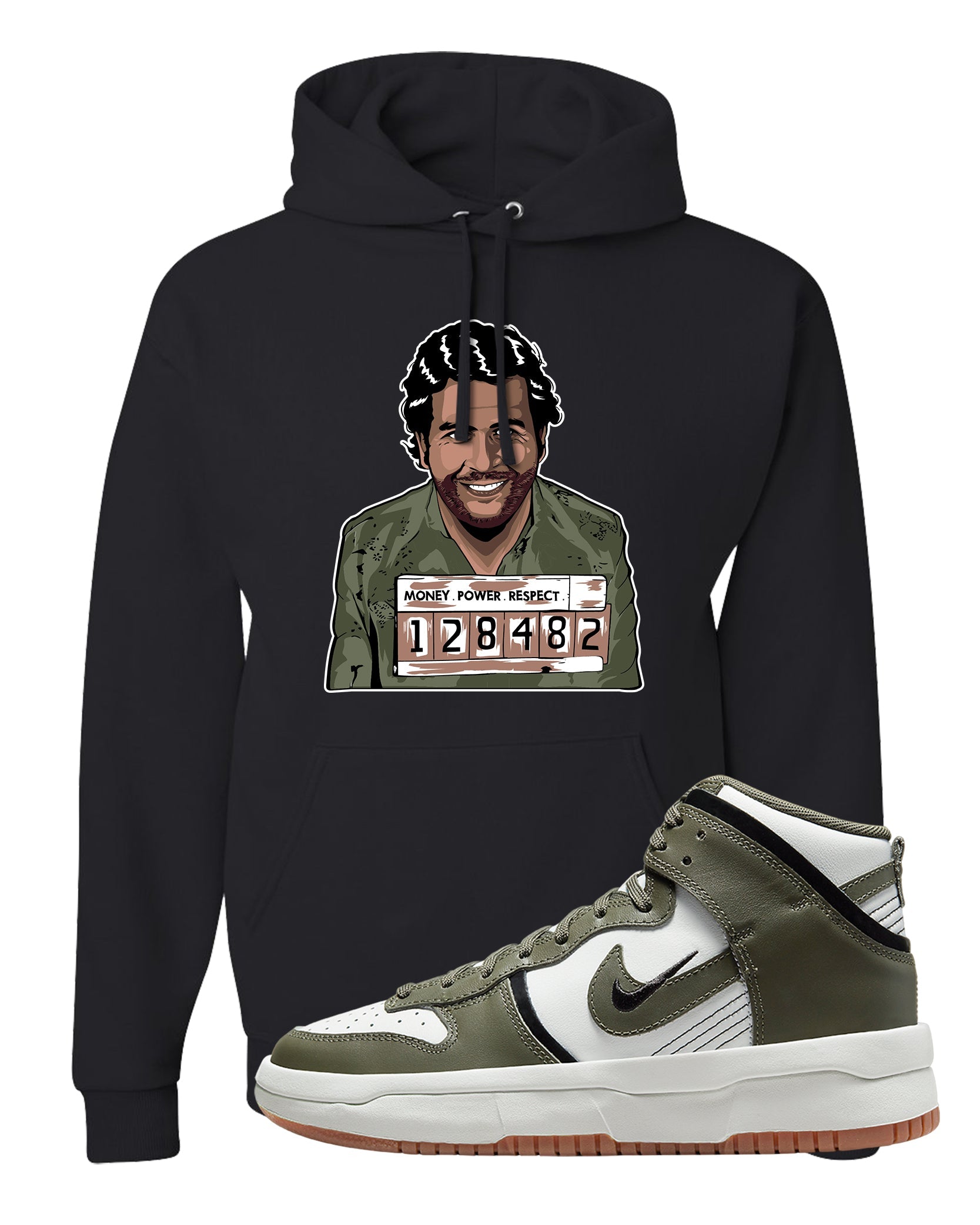 Cargo Khaki Rebel High Dunks Hoodie | Escobar Illustration, Black