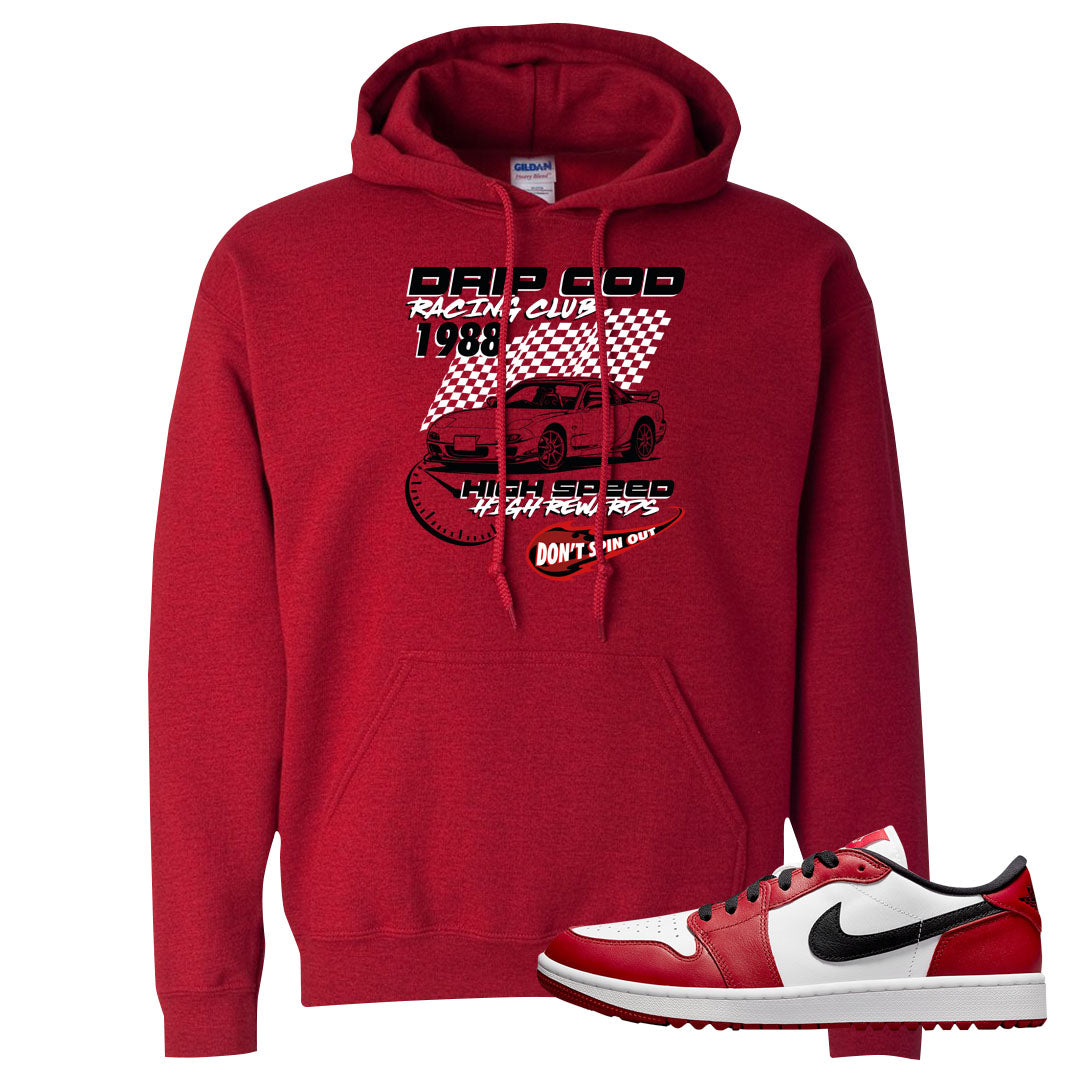 Chicago Golf Low 1s Hoodie | Drip God Racing Club, Red