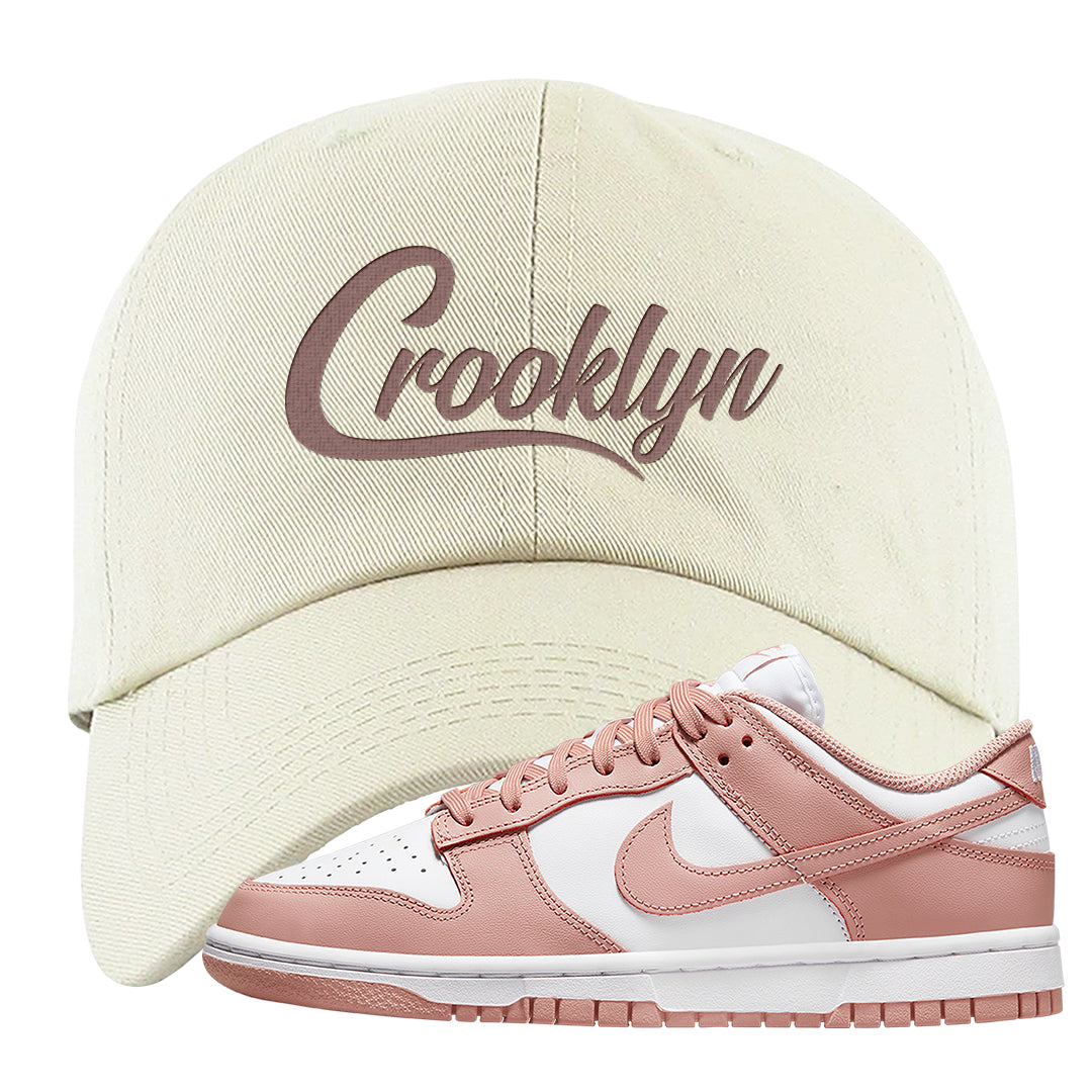Rose Whisper Low Dunks Dad Hat | Crooklyn, White