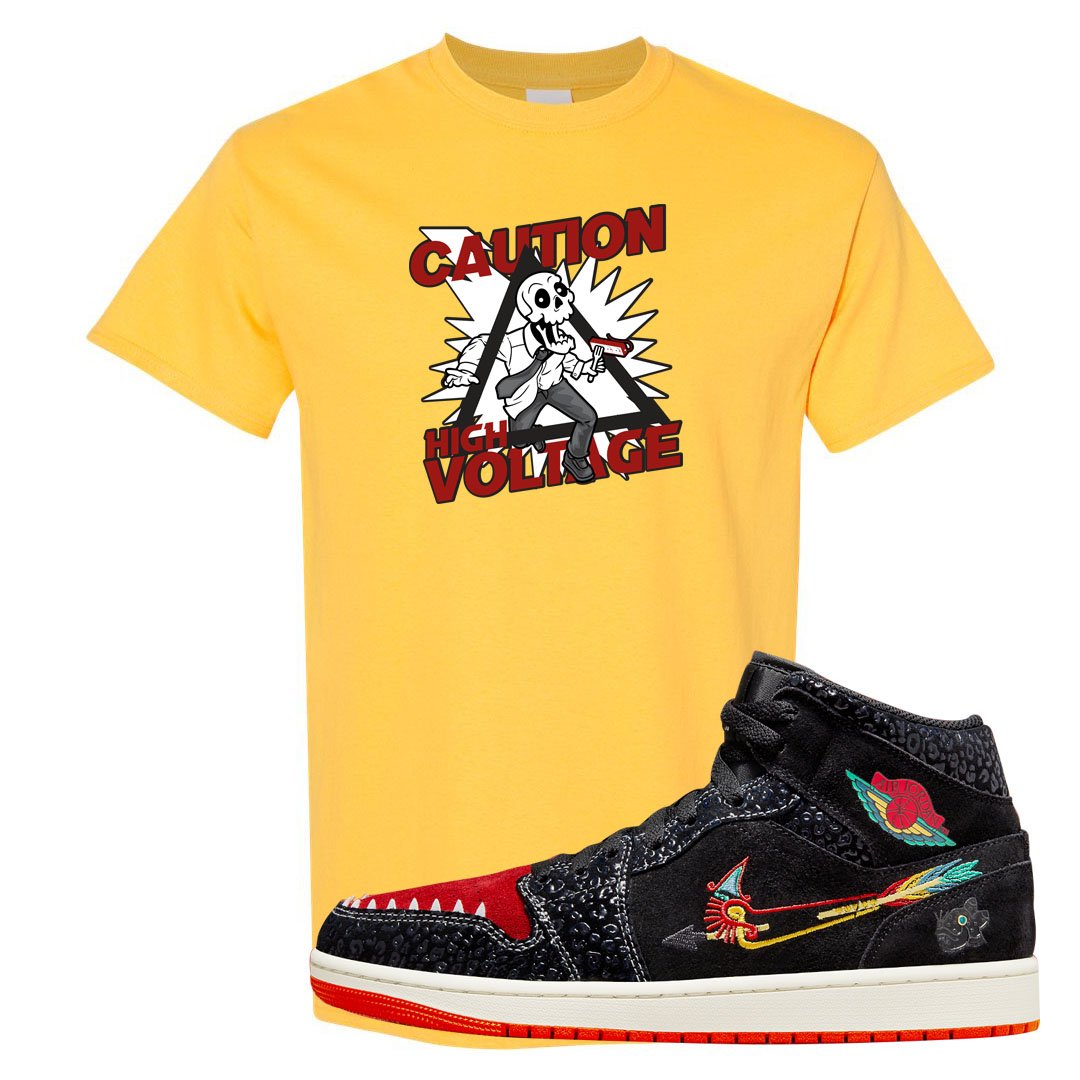 Always Familia Mid 1s T Shirt | Caution High Voltage, Daisy