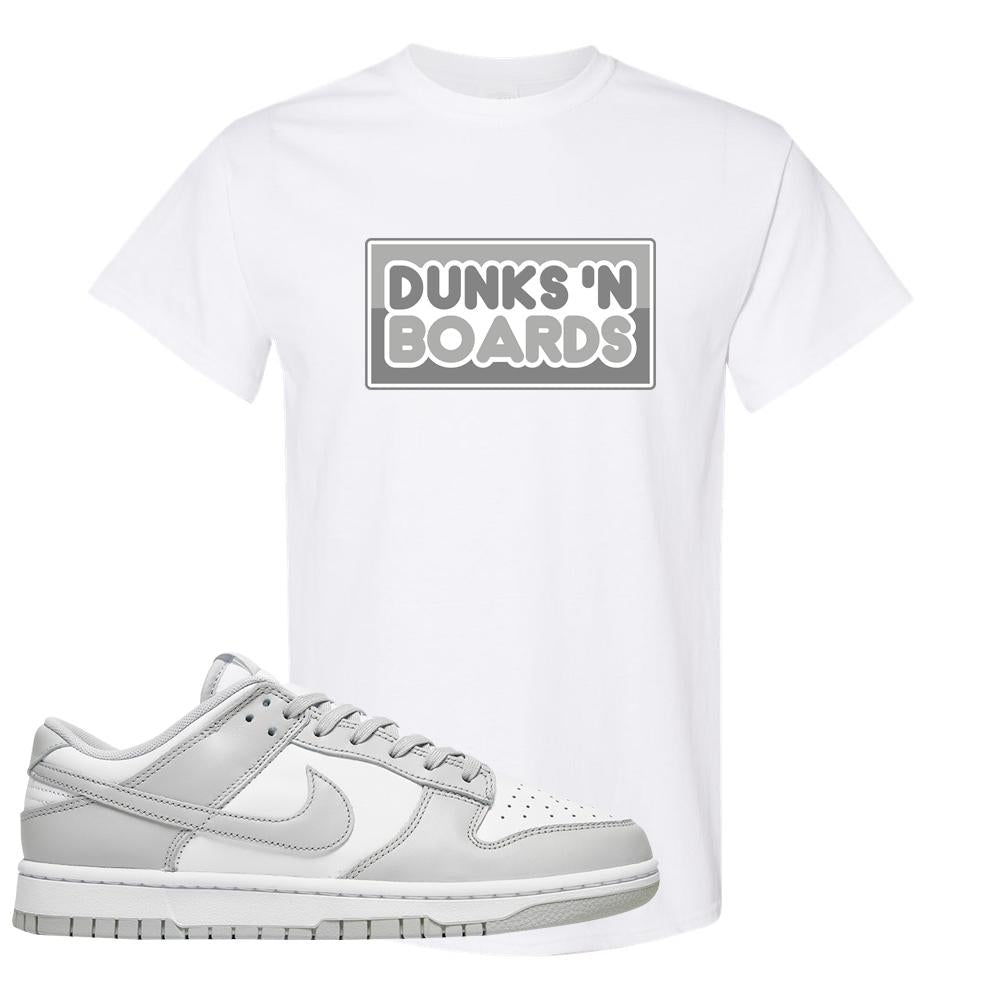 Grey Fog Low Dunks T Shirt | Dunks N Boards, White