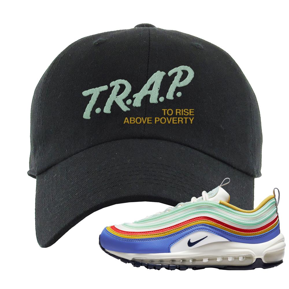 Multicolor 97s Dad Hat | Trap To Rise Above Poverty, Black