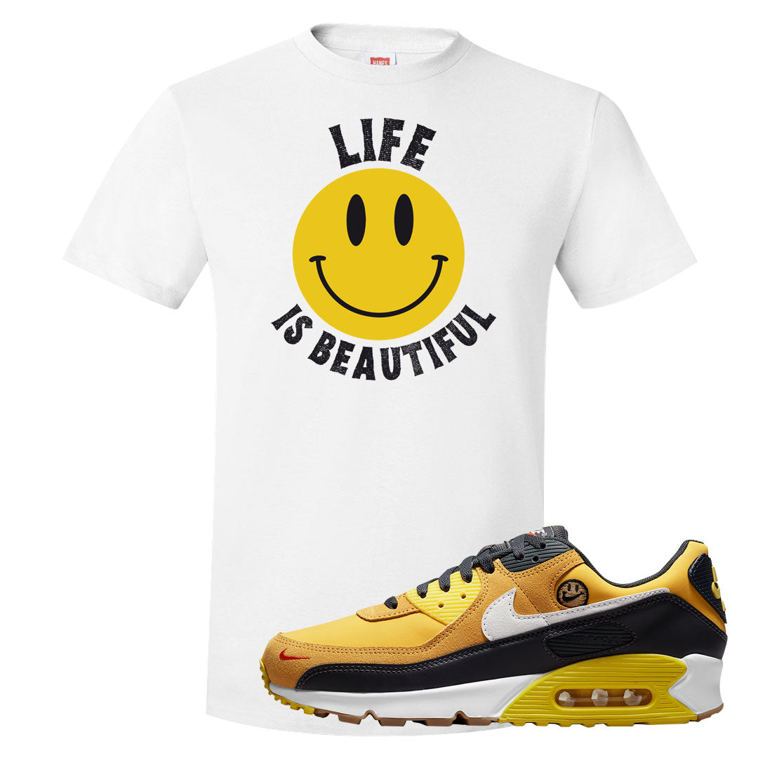 Go The Extra Smile 90s T Shirt | Smile Life Is Beautiful, White