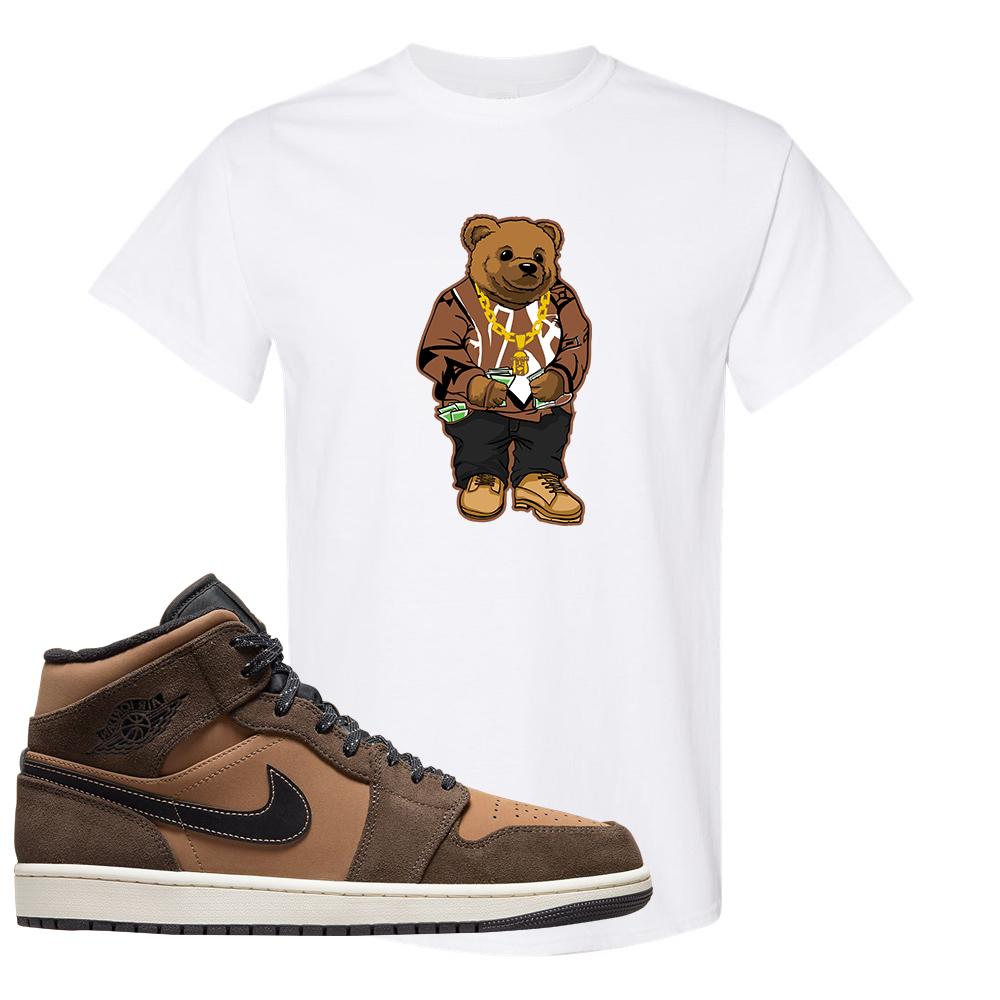 Earthy Brown Mid 1s T Shirt | Sweater Bear, White