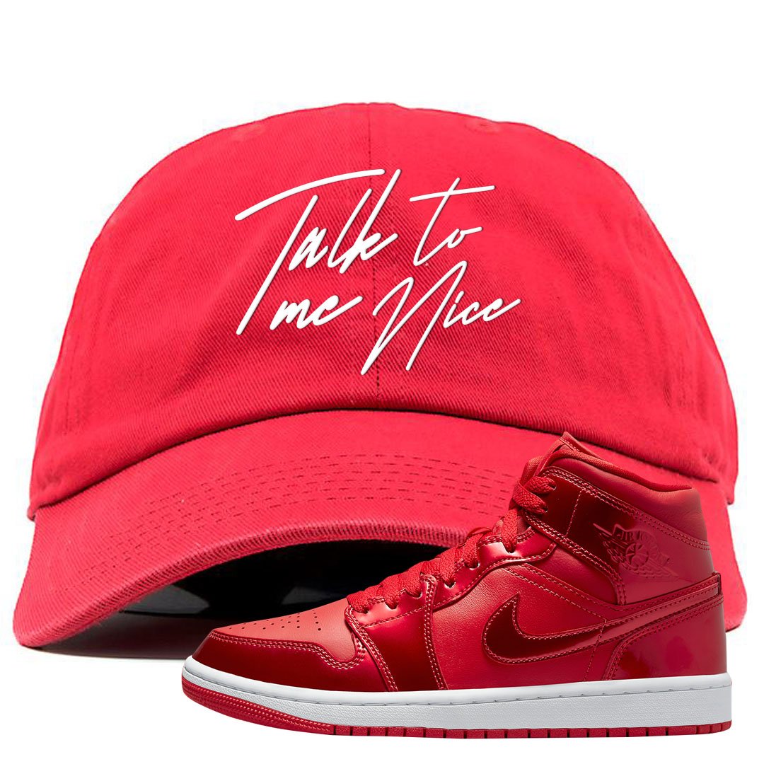 University Red Pomegranate Mid 1s Dad Hat | Talk To Me Nice, Red