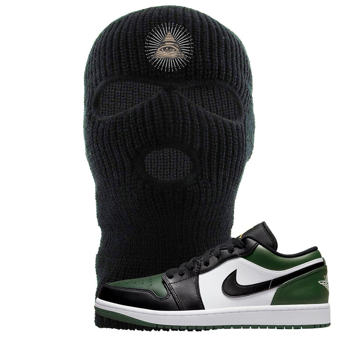 Green Toe Low 1s Ski Mask | All Seeing Eye, Black
