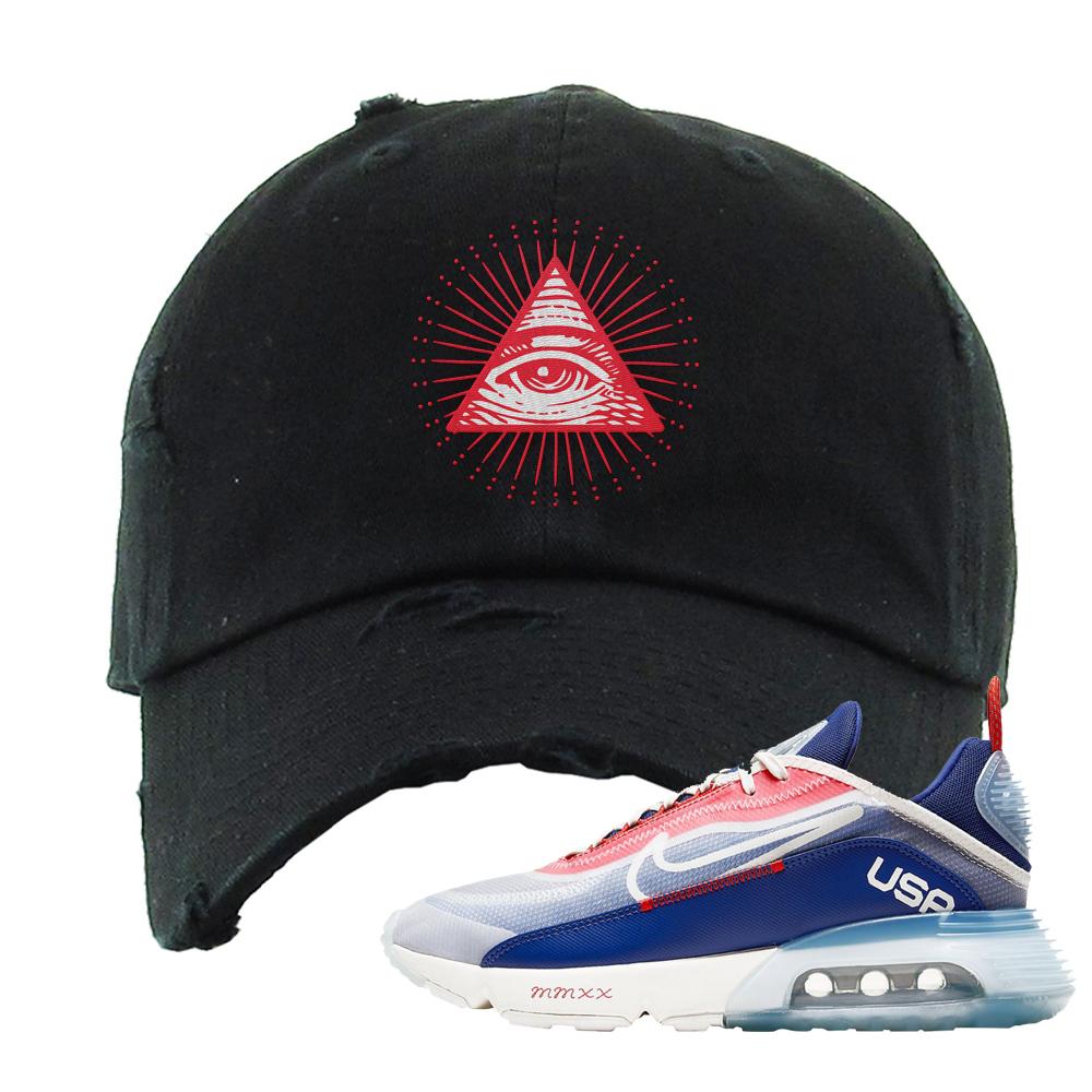 Team USA 2090s Distressed Dad Hat | All Seeing Eye, Black