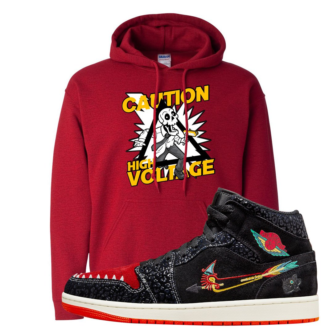 Always Familia Mid 1s Hoodie | Caution High Voltage, Red