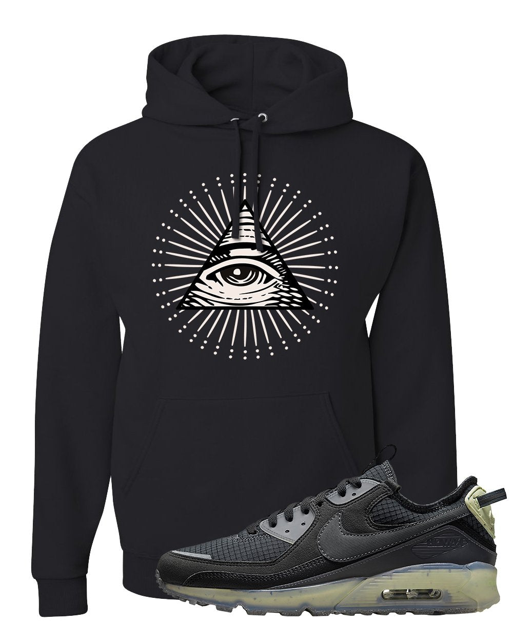 Terrascape Lime Ice 90s Hoodie | All Seeing Eye, Black