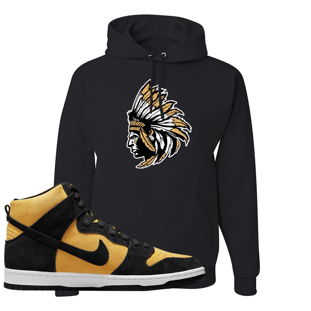 Reverse Goldenrod High Dunks Hoodie | Indian Chief, Black