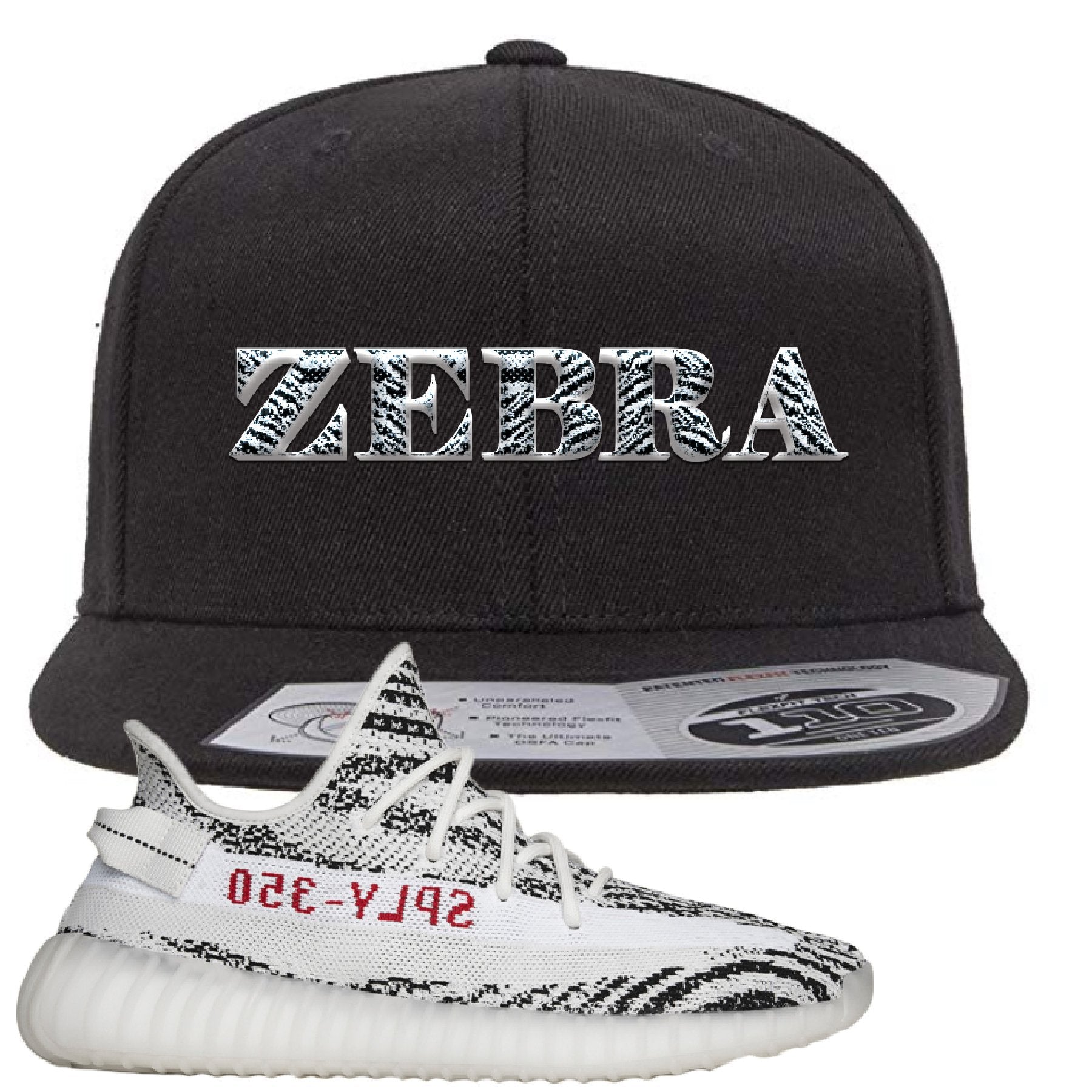Yeezy Boost 350 V2 Zebra Zebra Black Sneaker Hook Up Snapback Hat