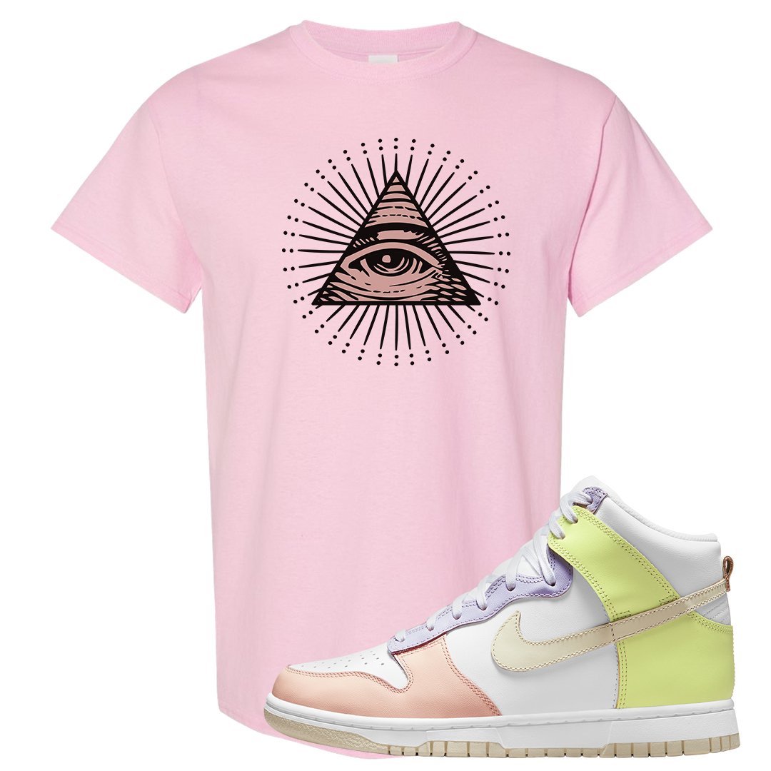 Cashmere High Dunks T Shirt | All Seeing Eye, Light Pink