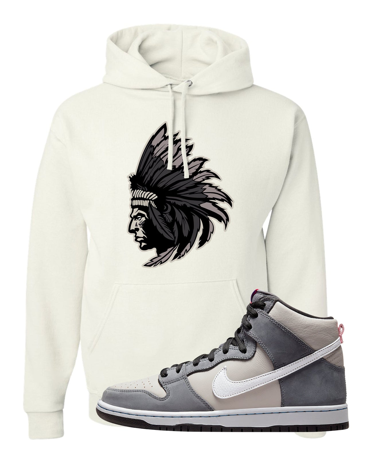 Medium Grey High Dunks Hoodie | Indian Chief, White