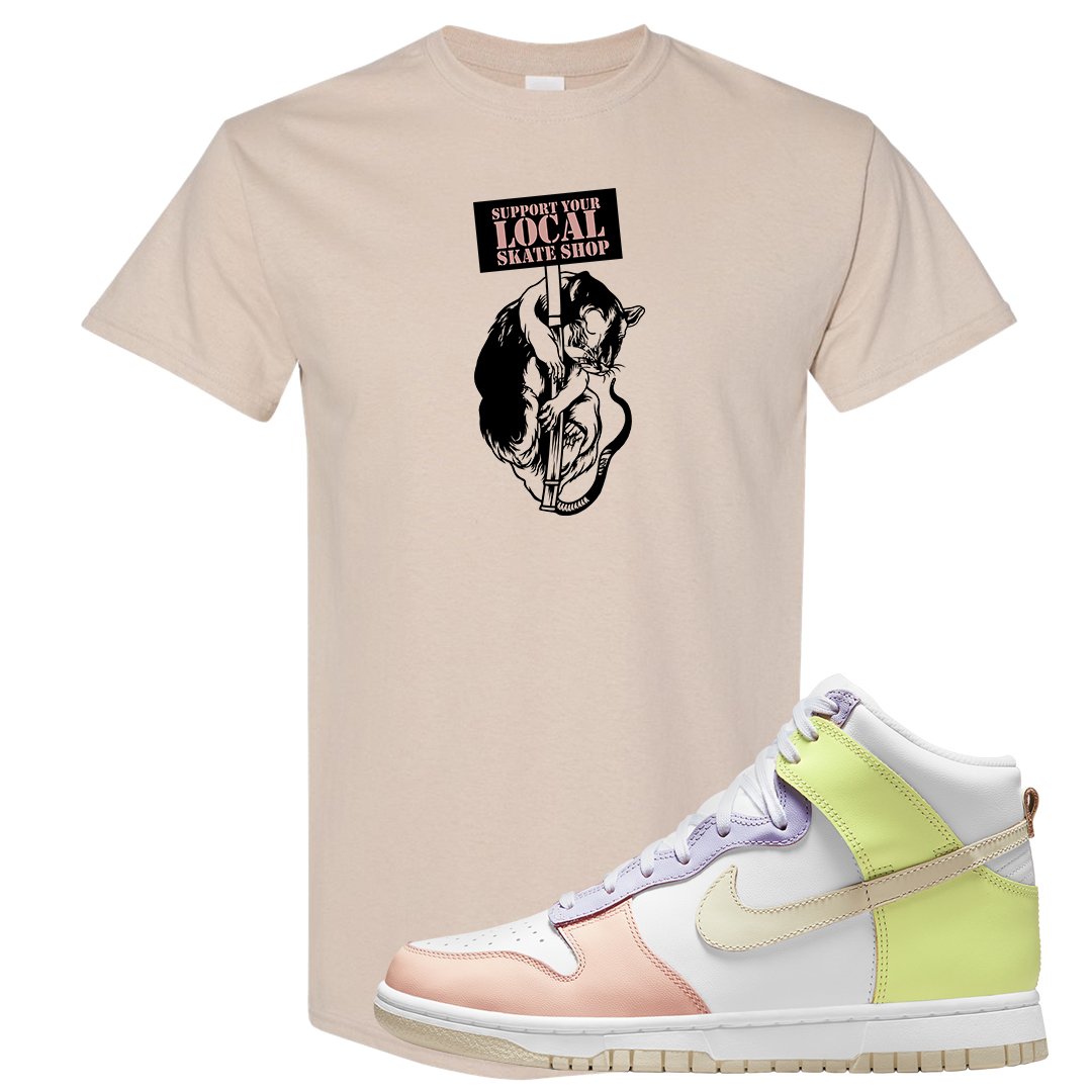 Cashmere High Dunks T Shirt | Support Your Local Skate Shop, Sand