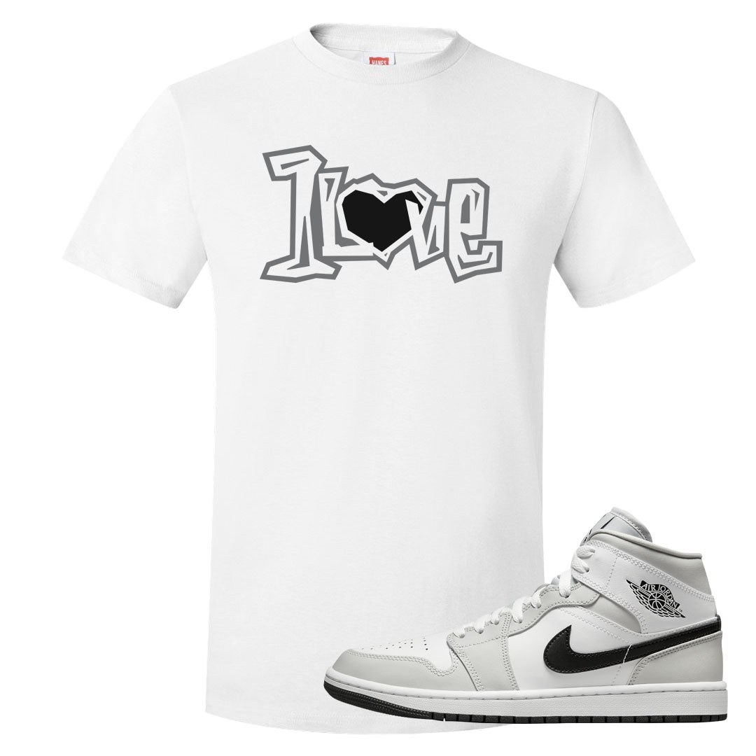 Light Smoke Grey Mid 1s T Shirt | 1 Love, White