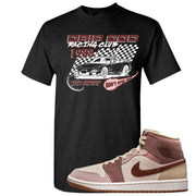 Pink Sand Mauve Mid 1s T Shirt | Drip God Racing Club, Black