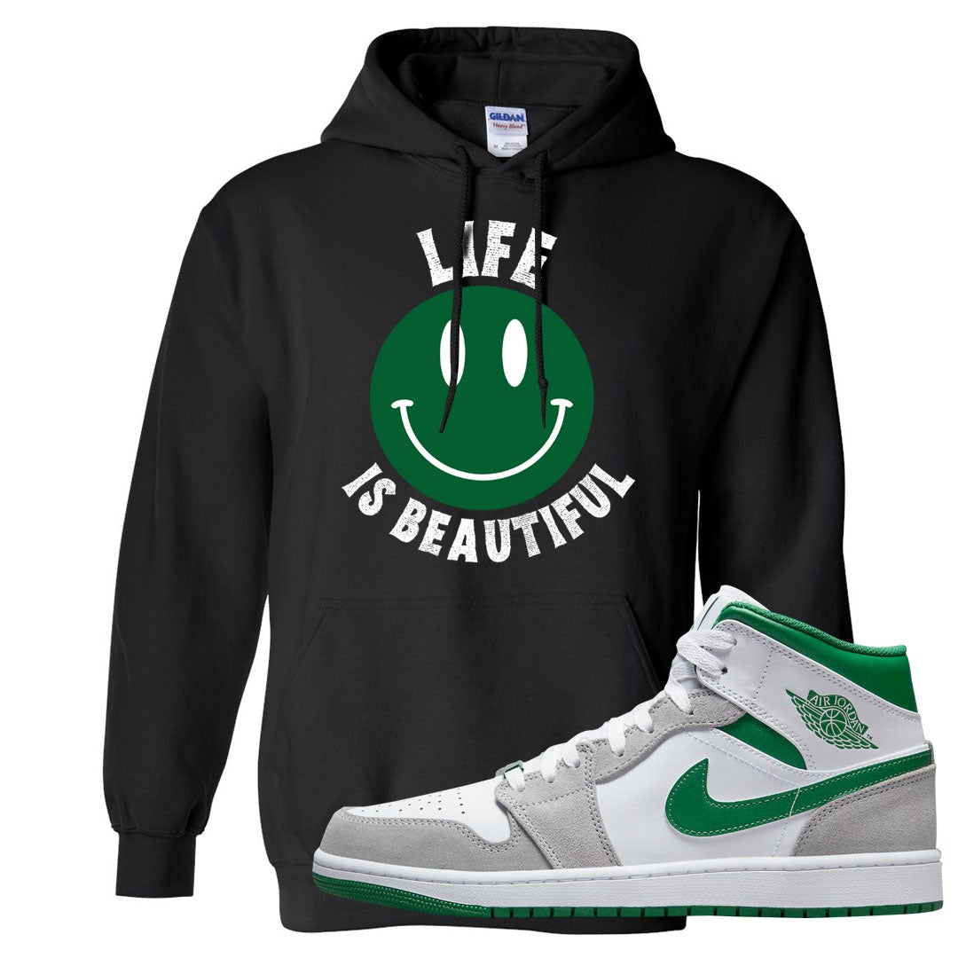 Light Smoke Pine Green Mid 1s Hoodie | Smile Life Is Beautiful, Black