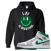 Light Smoke Pine Green Mid 1s Hoodie | Smile Life Is Beautiful, Black