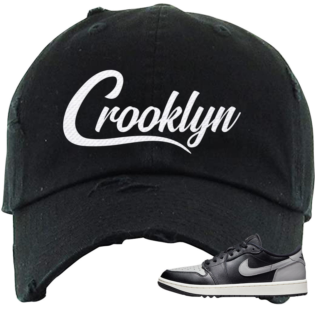 Shadow Golf Low 1s Distressed Dad Hat | Crooklyn, Black