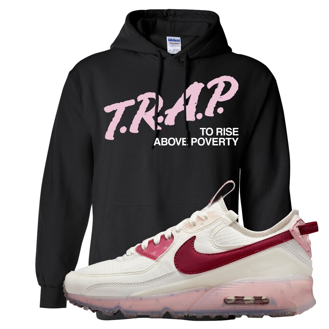 Terrascape Pomegranate 90s Hoodie | Trap To Rise Above Poverty, Black