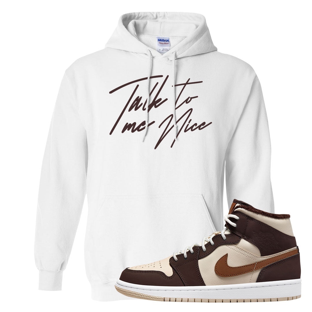 Brown Fleece Mid 1s Hoodie | Talk To Me Nice, White