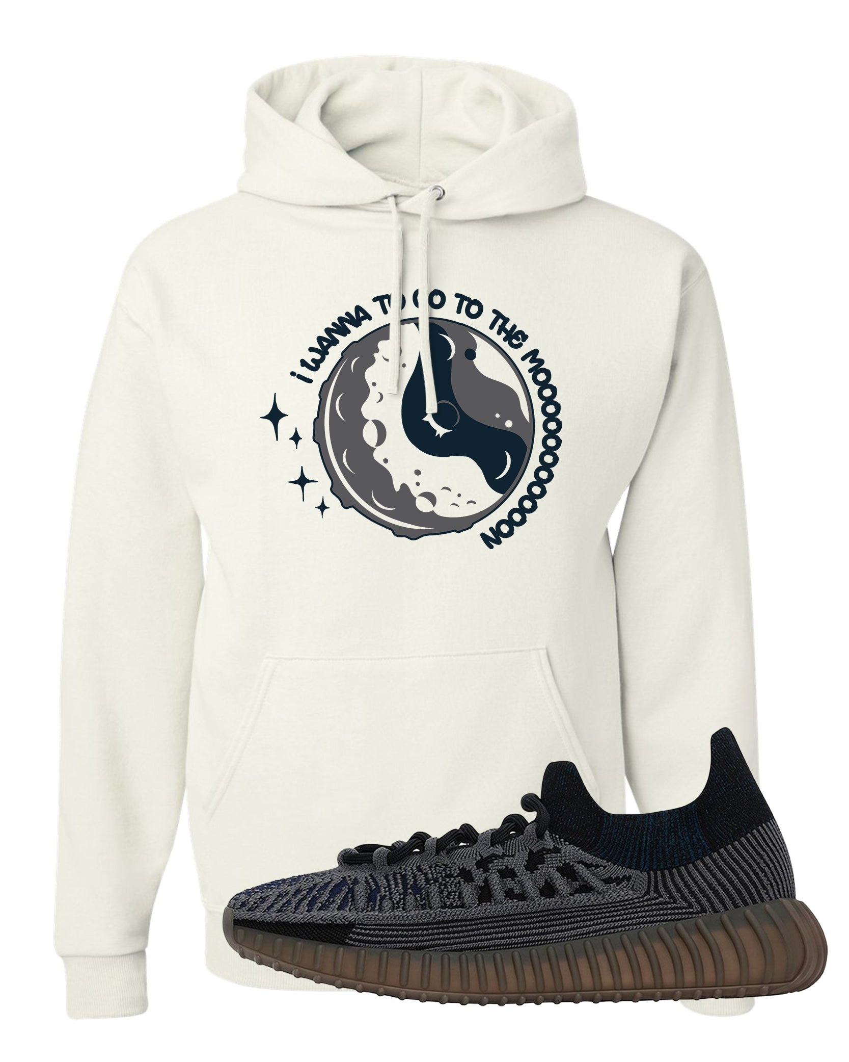 Slate Blue CMPCT v2 350s Hoodie | I Wanna To Go To The Moon, White