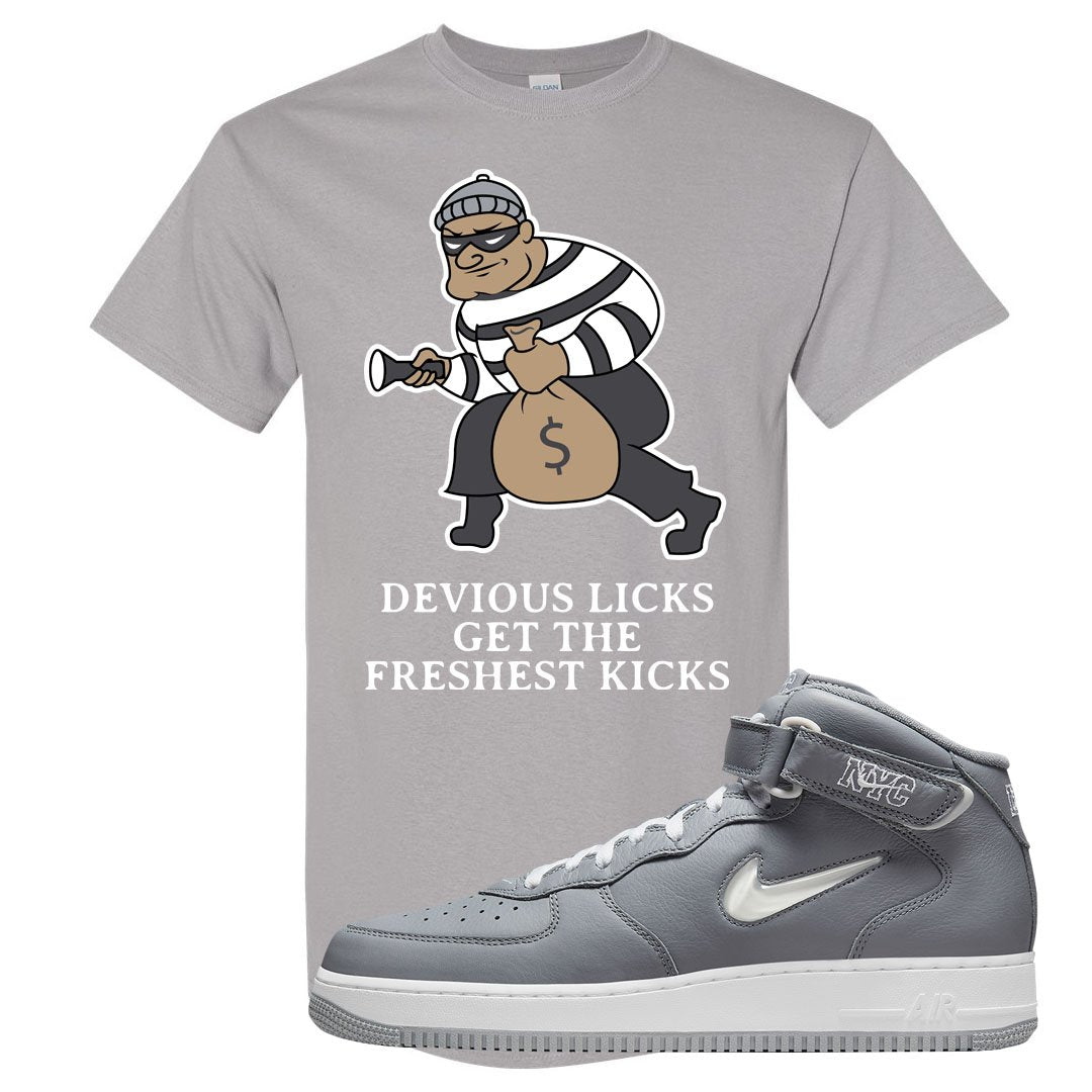Cool Grey NYC Mid AF1s T Shirt | Devious Licks, Gravel