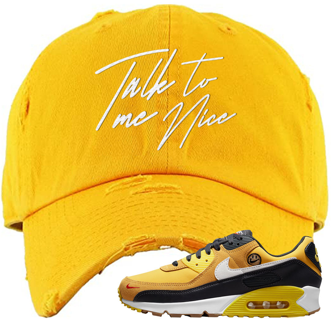 Go The Extra Smile 90s Distressed Dad Hat | Talk To Me Nice, Gold
