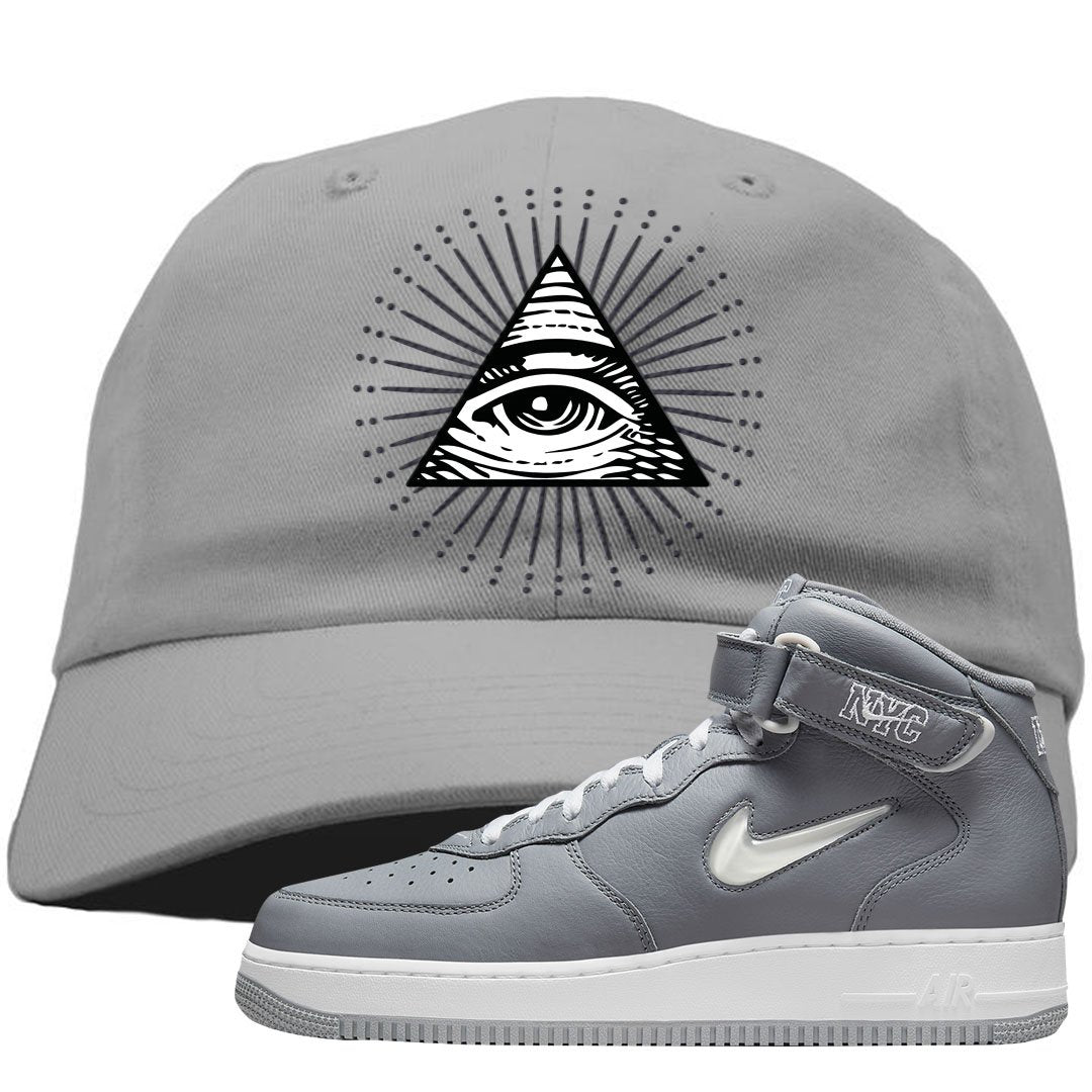 Cool Grey NYC Mid AF1s Dad Hat | All Seeing Eye, Light Gray