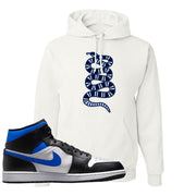 Air Jordan 1 Mid Royal Hoodie | Coiled Snake, White