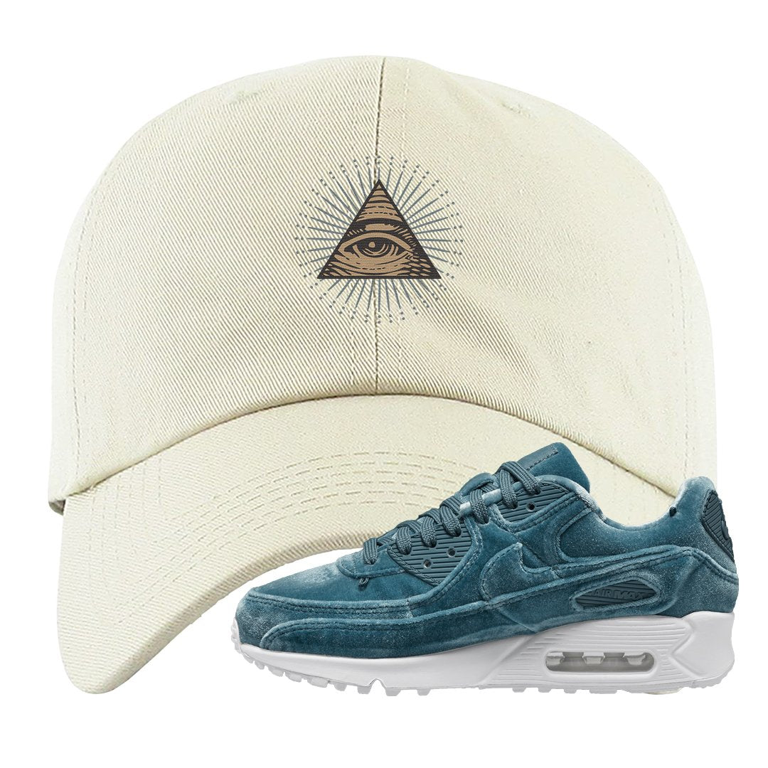 Blue Velvet 90s Dad Hat | All Seeing Eye, White