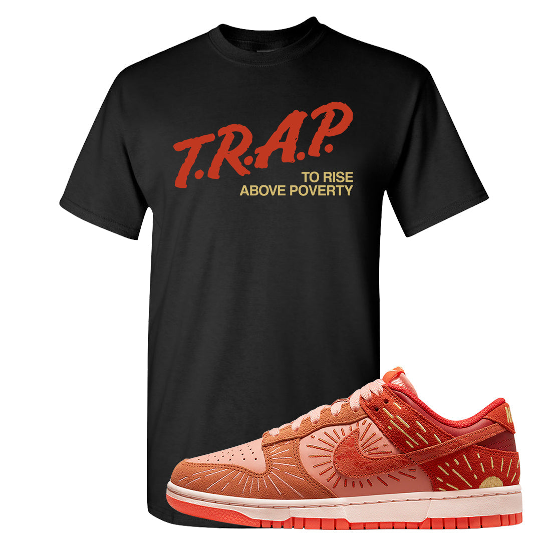 Solstice Low Dunks T Shirt | Trap To Rise Above Poverty, Black