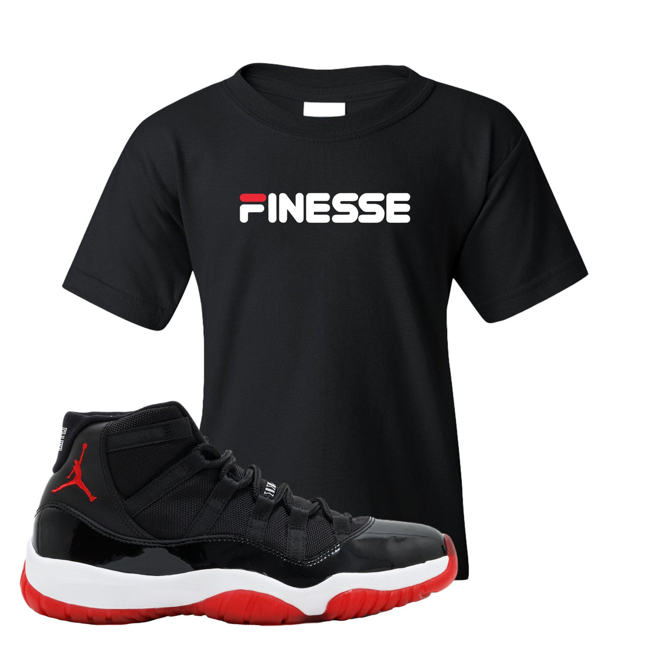 Jordan 11 Bred Finesse Black Sneaker Hook Up Kid's T-Shirt