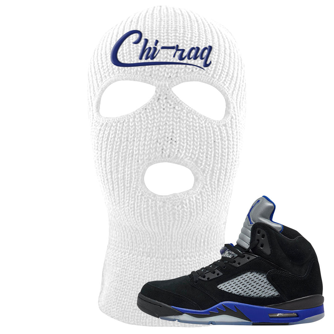 Racer Blue 5s Ski Mask | Chiraq, White