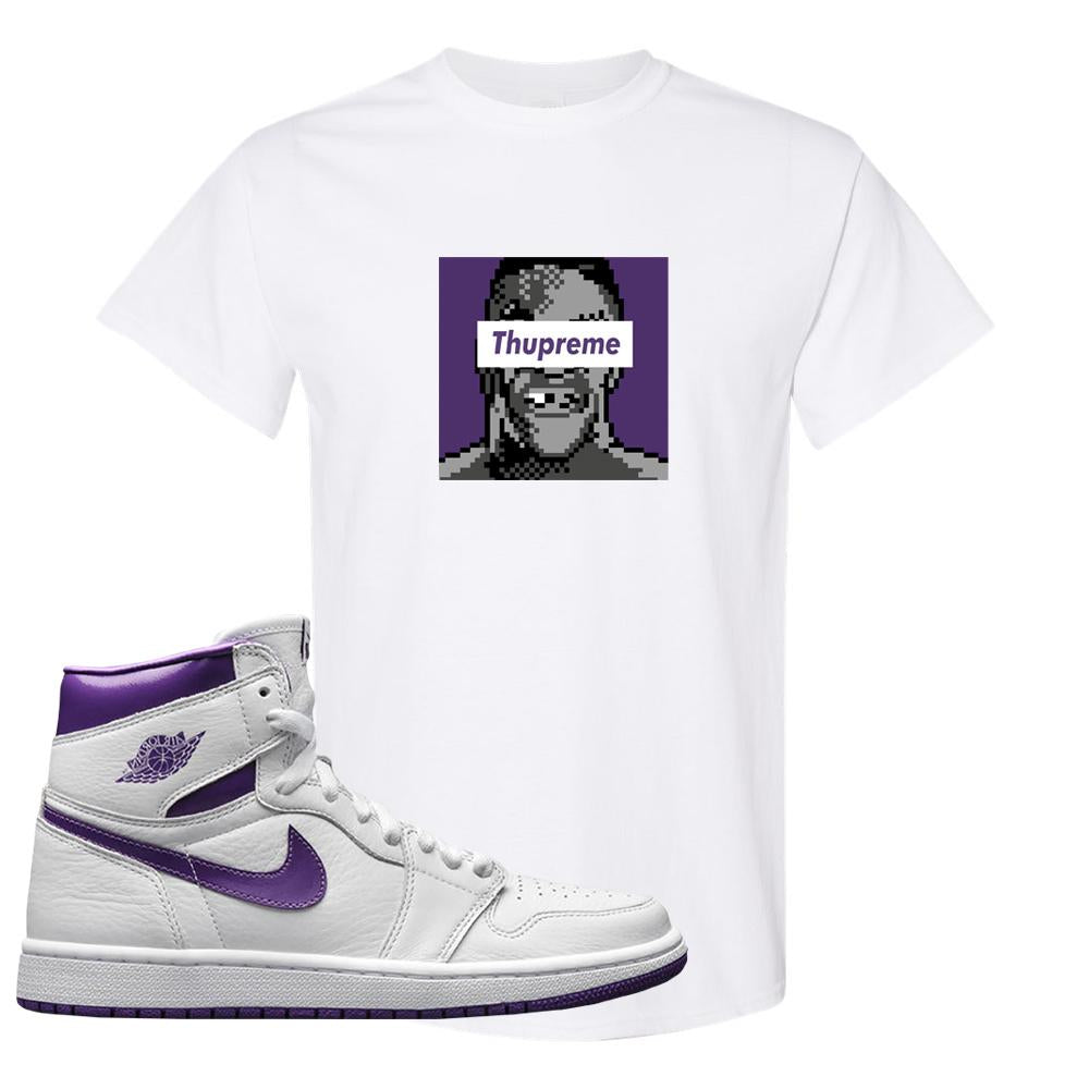 Air Jordan 1 Metallic Purple T Shirt | Thupreme, White