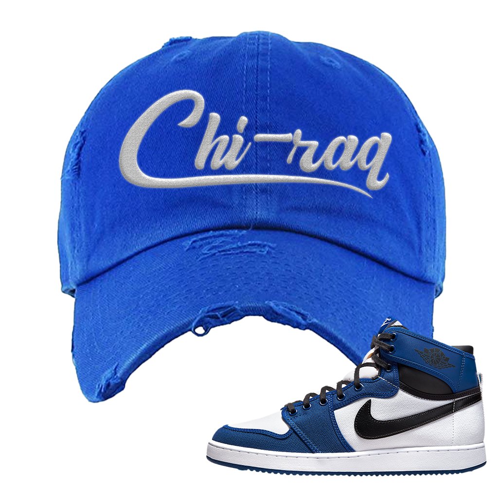 KO Storm Blue 1s Distressed Dad Hat | Chiraq, Royal