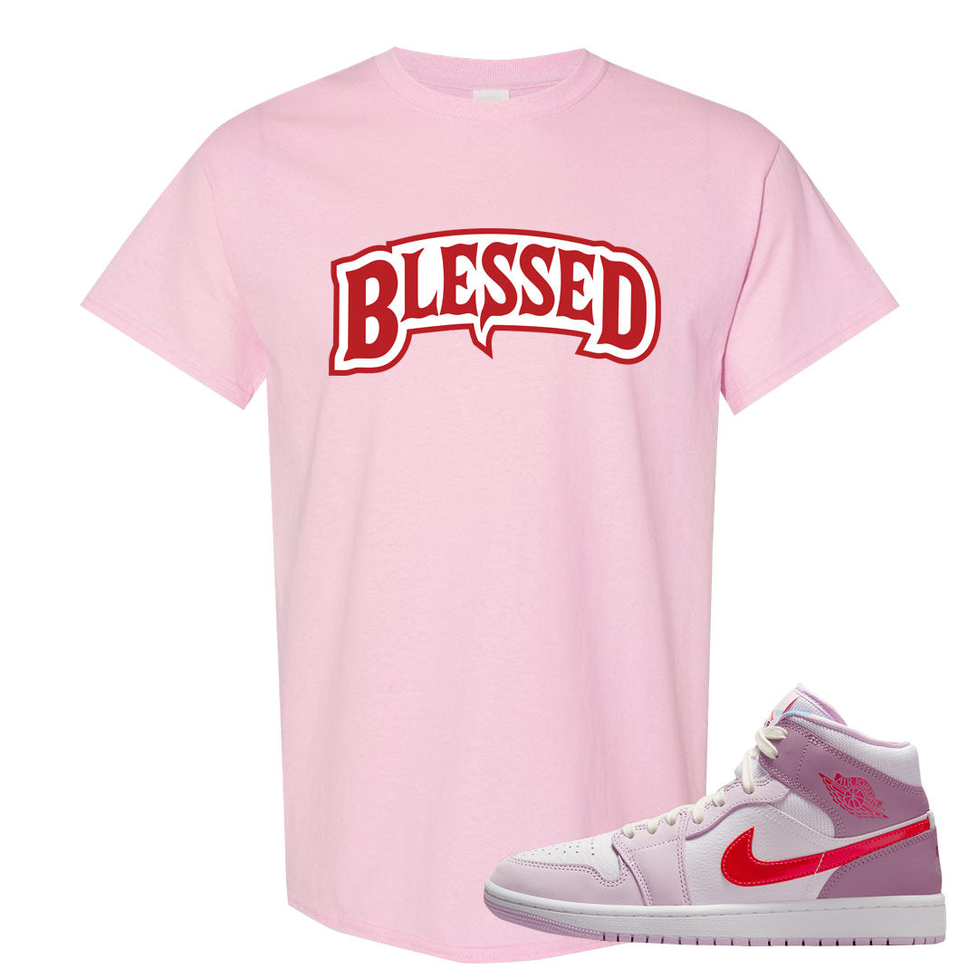 Valentine's Day Mid 1s T Shirt | Blessed Arch, Light Pink