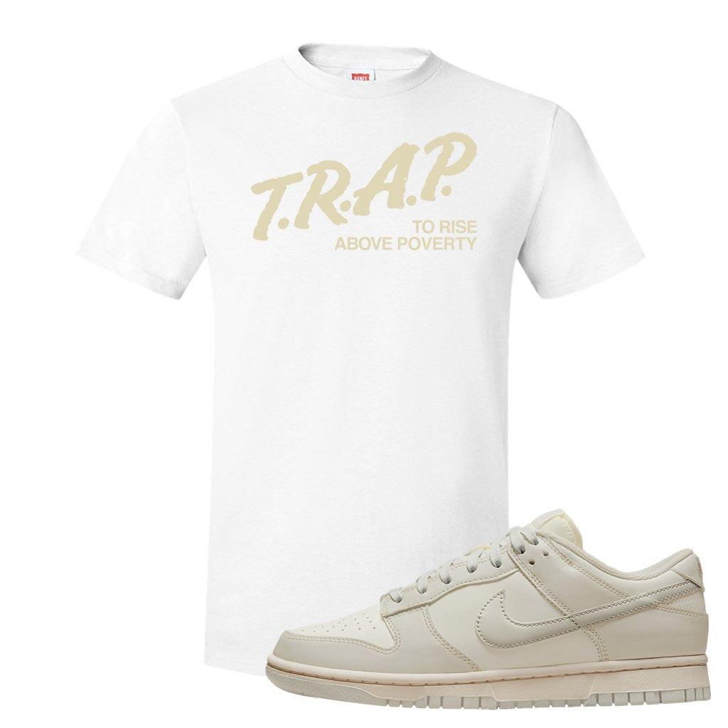 SB Dunk Low Light Bone T Shirt | Trap To Rise Above Poverty, White